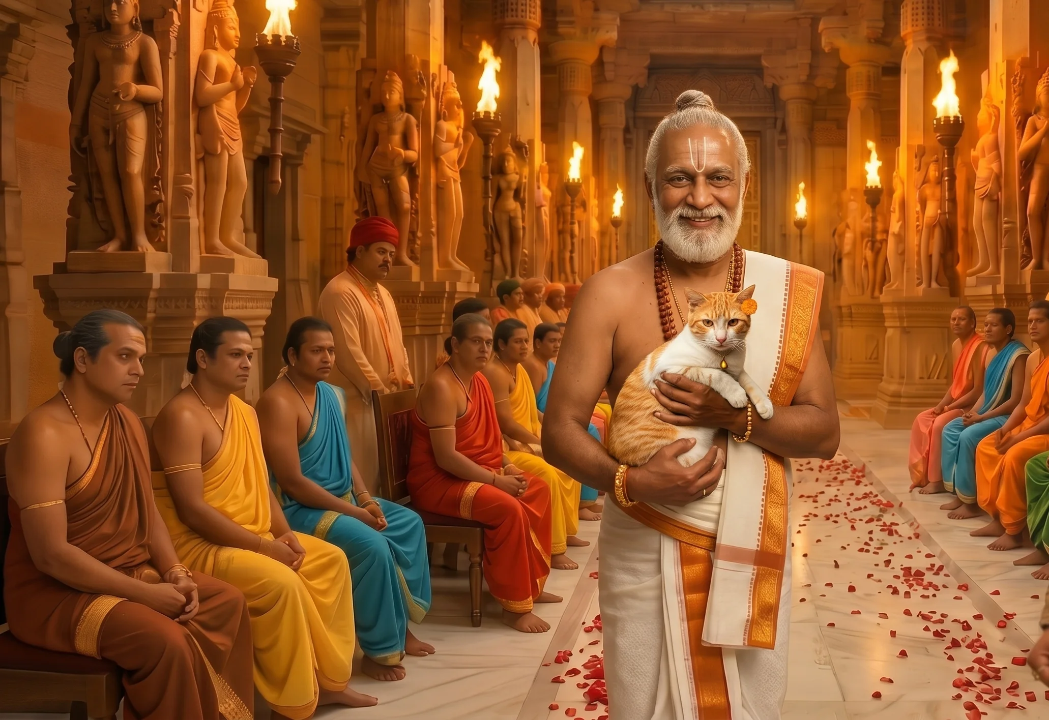 తెనాలి పిల్లిని విజయనగర రాజసభలో ప్రవేశపెడుతున్నాడు
