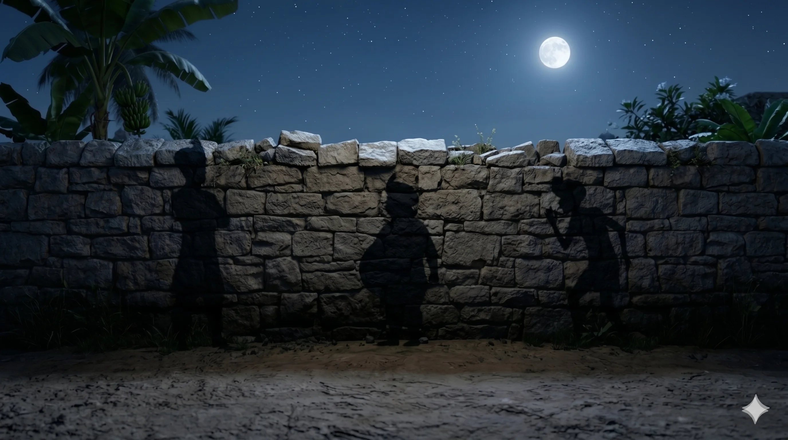 అర్థరాత్రి ముగ్గురు నీడలు తెనాలి ఇంటి గోడ వైపు వస్తున్నాయి