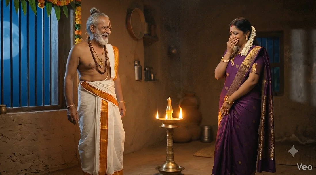 తెనాలి రాత్రి ఇంటికి వచ్చి భార్యతో మాట్లాడుతున్నాడు