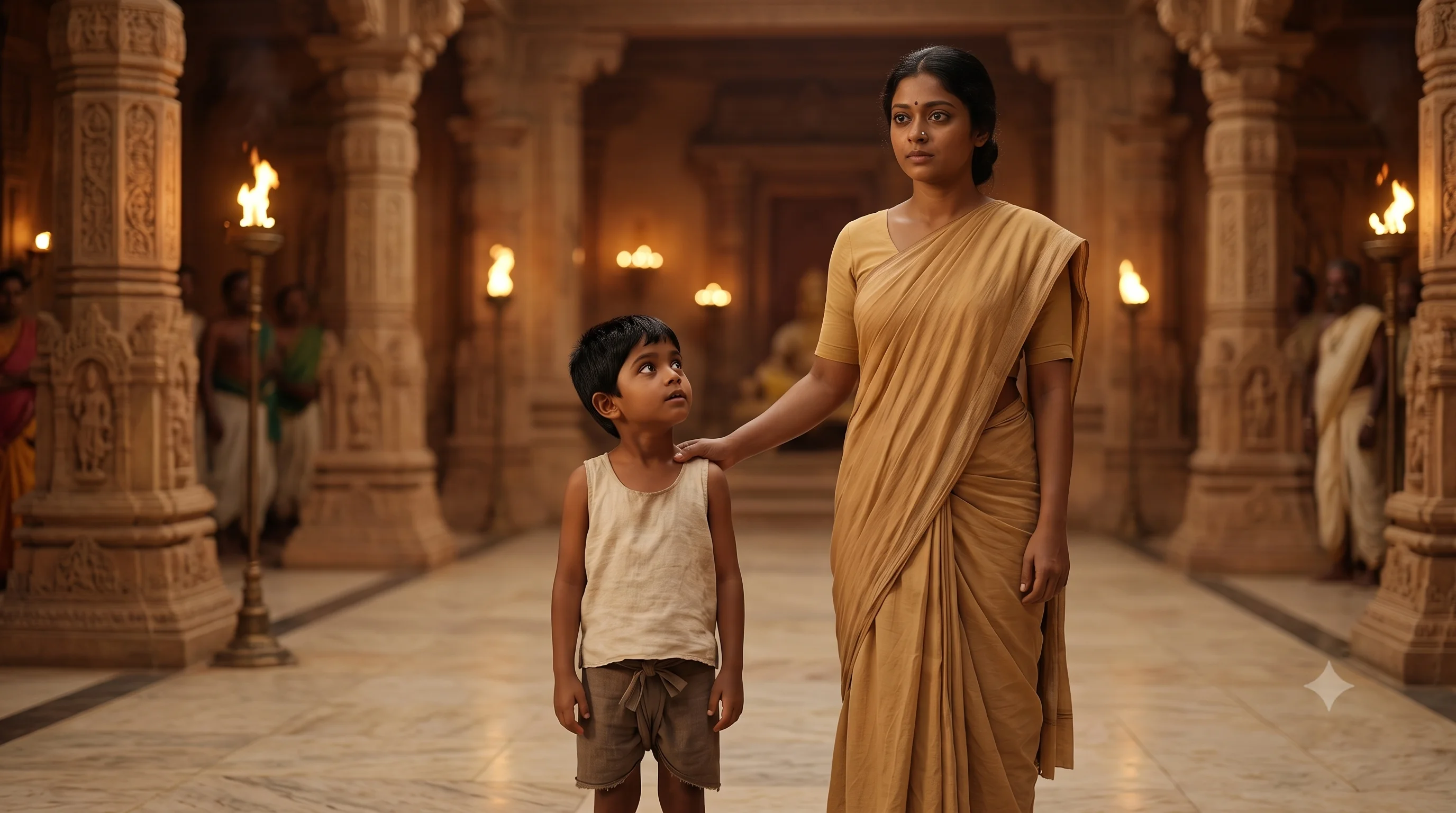 తల్లి, పిల్లవాడు సభలోకి ప్రవేశిస్తున్న దృశ్యం