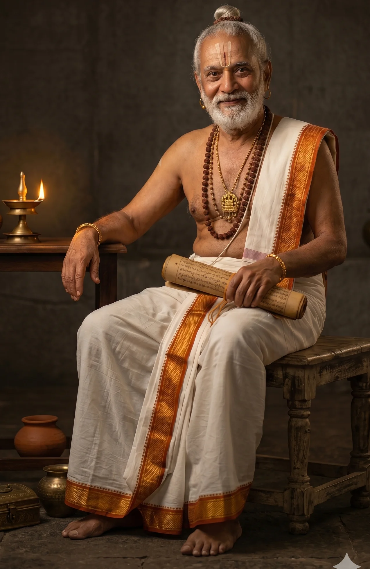 తెనాలి రామకృష్ణ చిరునవ్వుతో తీర్పు చెబుతున్న దృశ్యం