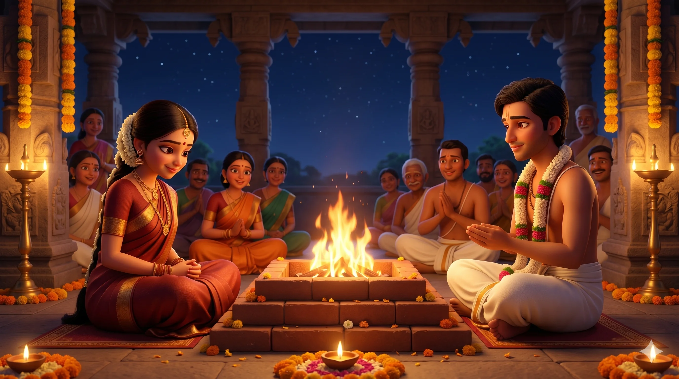 చంద్రవతి మరియు సొమదత్తుడు పెళ్ళి — అగ్ని సాక్షిగా తాళి
